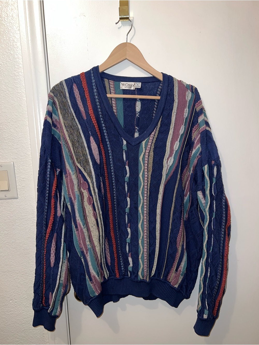 St. Croix V-Neck Multi-Color Patterned Men's Sweater - Picture 5 of 5